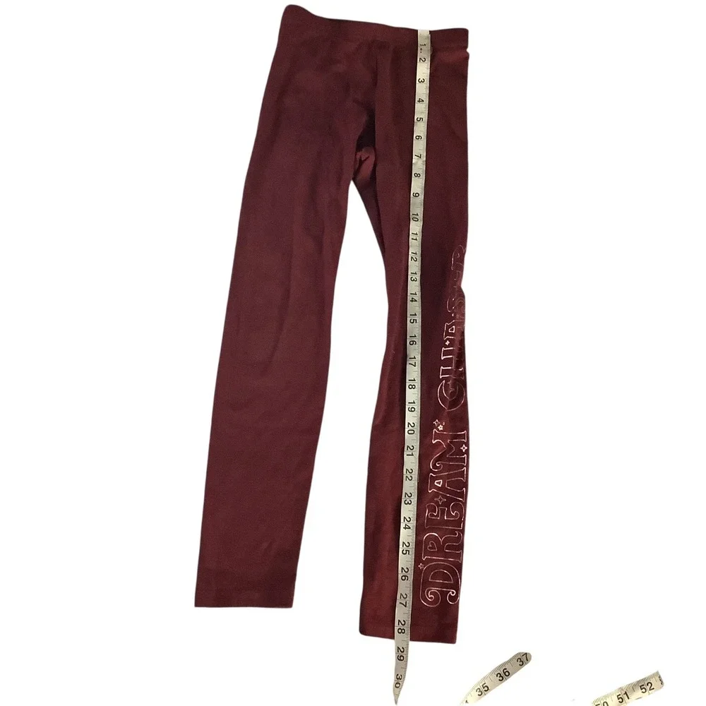 Old Navy Girls Burgundy Velour Leggings Dream Chaser Graphic Size M 8 Activewear